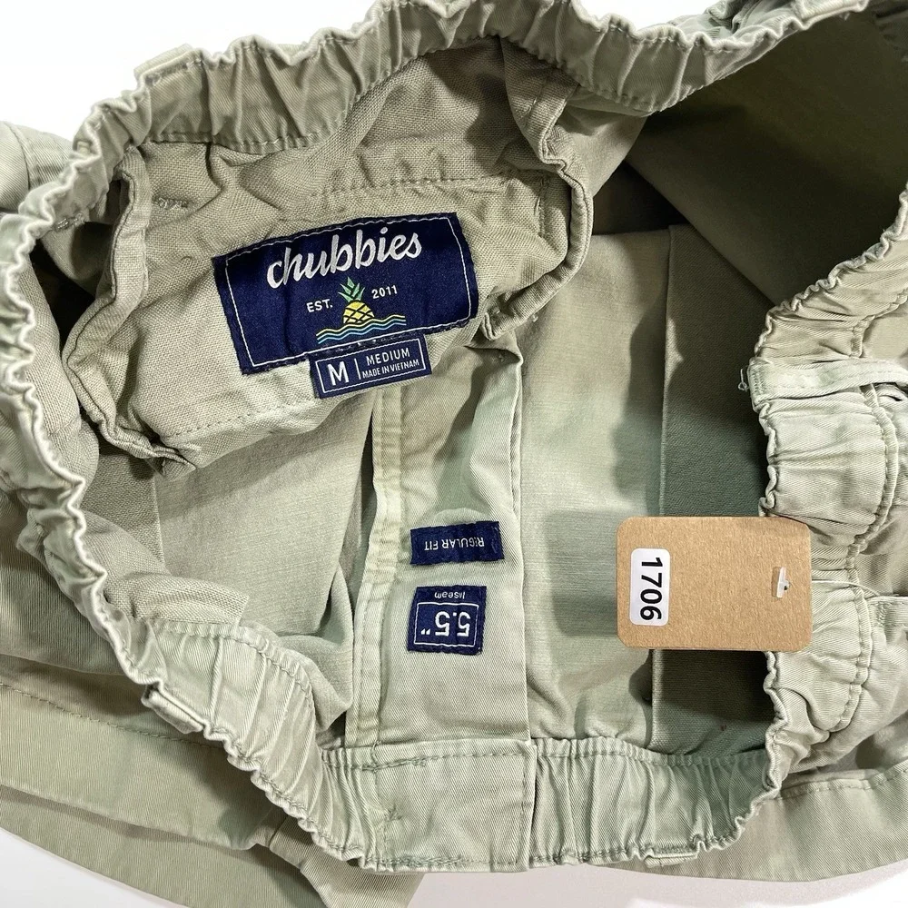 Chubbies Shorts Mens Medium Light Green Cotton Pockets 5.5
